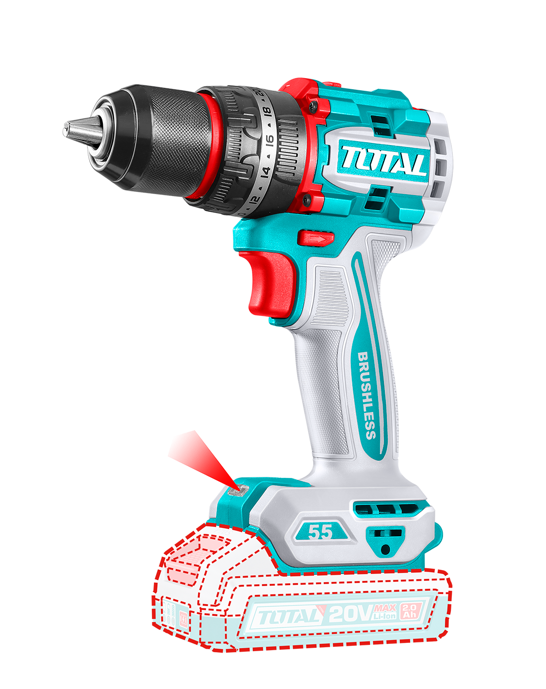Total TIDLI20558 Taladro de Impacto 20V 55nm